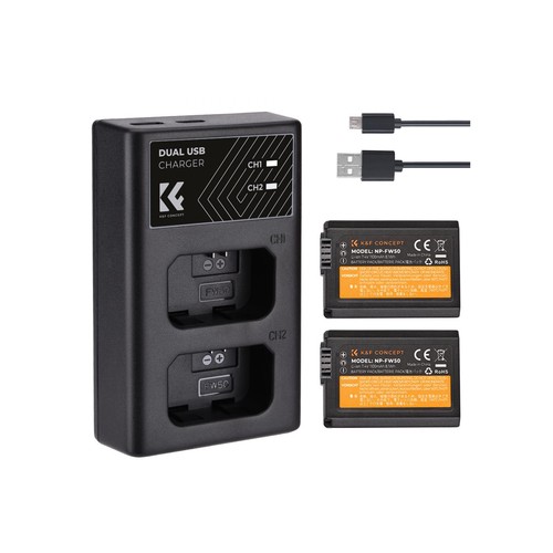 K&F Concept FW50  1030mAh Digital Camera Duel Battery with Duel Channel charger