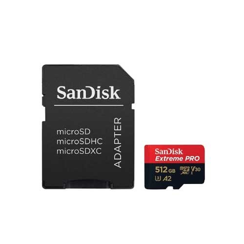 Sandisk Extreme Pro 512GB MicroSDXC UHS-I U3 Memory Card with Adapter